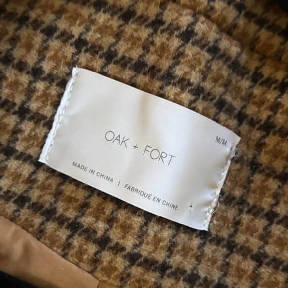 NWOT Oak + Fort Gingerbread Houndstooth Oversized Jacket Coat M - Picture 5 of 7